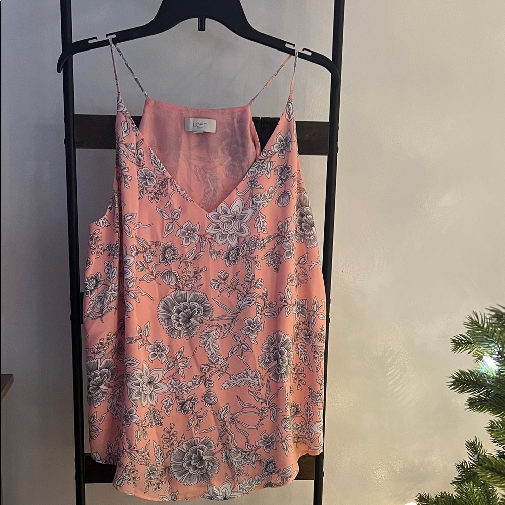 LOFT Pink and Gray Floral Camisole